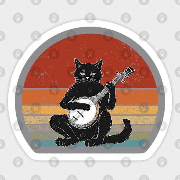 Black Cat Banjo Sticker by AppalachianBritches